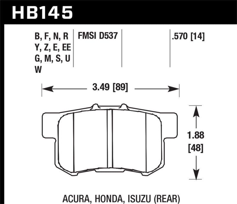 Hawk 06+ Civic Si Ceramic Street Rear Brake Pads