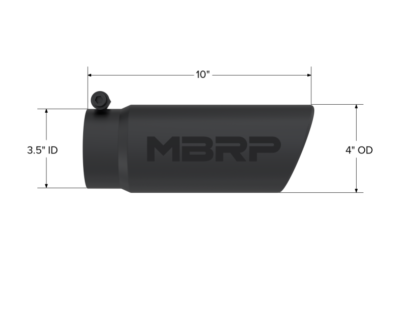 MBRP 4" O.D. Angled Rolled End 3.5" inlet 10" length Black Coated Universal Tip - T5112BLK