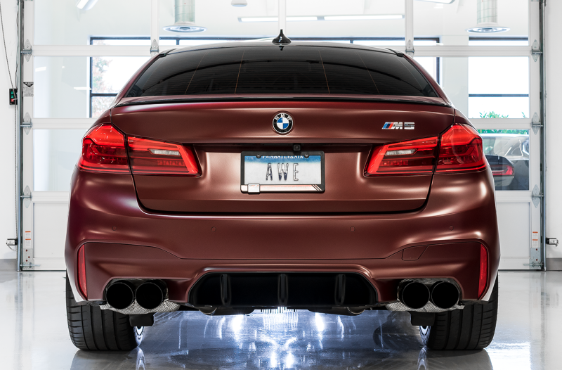 AWE Tuning Track Edition Cat-back Exhaust Diamond Black Tips for 18-19 BMW M5 F90 4.4T AWD 3020-43078