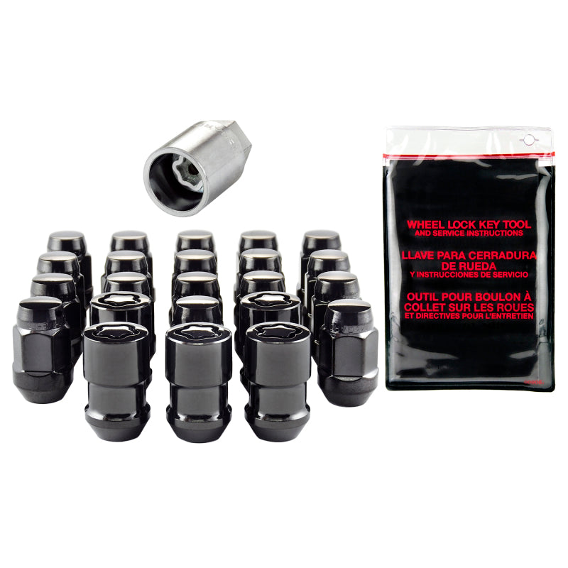 McGard Jeep Wrangler Install Kit (Cone Seat Bulge) 1/2-20 / 3/4 Hex / (18 Lug Nuts / 5 Locks) - Blk