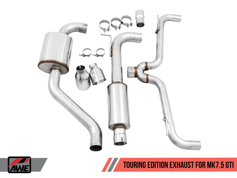 AWE Tuning 102mm Touring Edition Exhaust w/Chrome Silver Tips For VW GTI MK7.5 2.0T 3015-32096