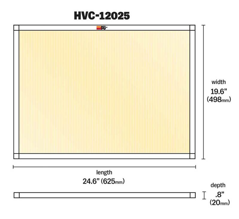 K&N 20 X 25 X 1, MERV 11 HVAC Filter - HVC-12025