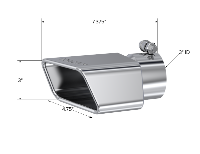 MBRP 4.5"x2.75"ID Rectangle Angled Cut 3"OD Inlet 7"Lgth Passenger Side T304 Universal One Tip T5120