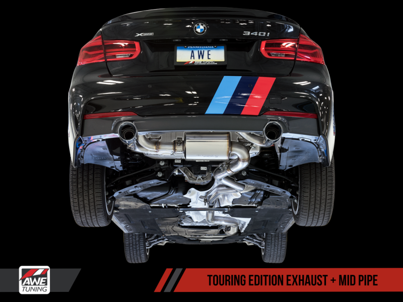 AWE Tuning Touring Edition Axle Back Exhaust for BMW F3X 340i/440i-90mmDiamond Black Tips 3010-33040