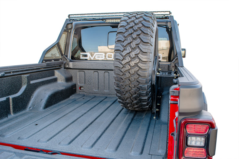 DV8 Offroad 2019+ Jeep Gladiator Universal Stand Up In-Bed Tire Carrier