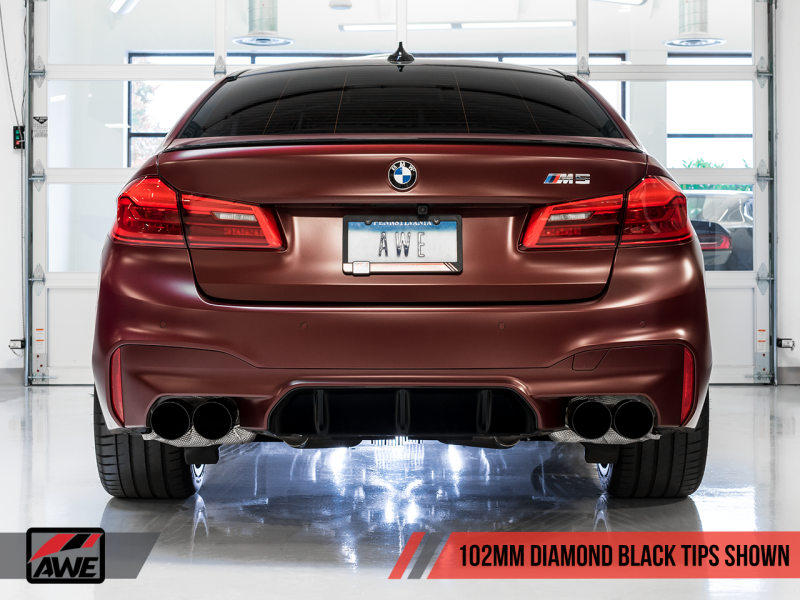 AWE Tuning Track Edition Cat-back Exhaust Diamond Black Tips for 18-19 BMW M5 F90 4.4T AWD 3020-43078