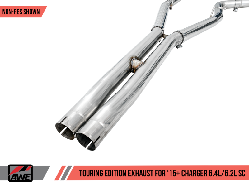 AWE Tuning Non-Resonated Touring Edition Exhaust Silver Tips for Dodge Charger 6.4L/6.2L SC 3020-32056