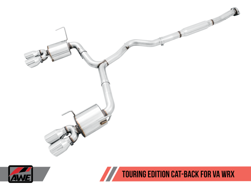 AWE Tuning Touring Edition Exhaust Chrome Silver Tips 102mm for 2015+ Subaru WRX VA Sedan 3015-42098