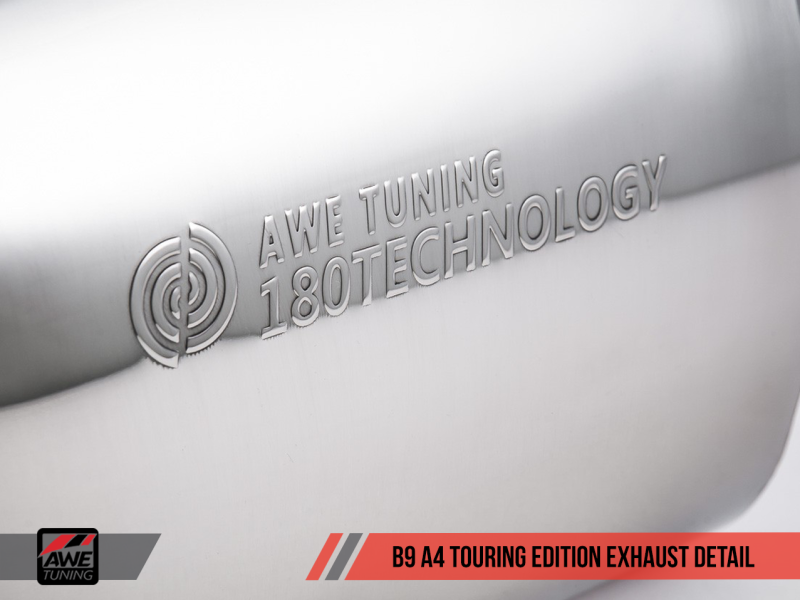 AWE Tuning Touring Edition Exhaust Dual Outlet Chrome Silver Tips Includes DP for Audi B9 A4 3015-32078