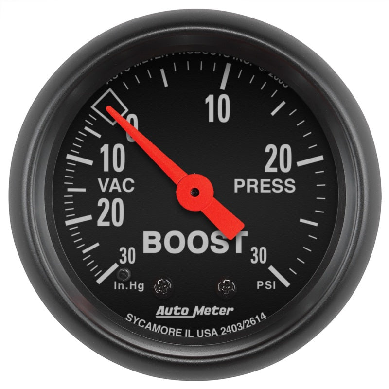 Autometer Z Series 2-1/16" 30 IN HG/30 PSI Mechanical Boost/Vacuum Gauge - 2614