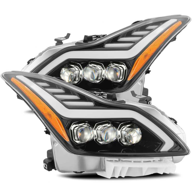 AlphaRex NOVA LED Projector Headlights Plank Style Design Gloss Black for 08-13 Infiniti G37 881982