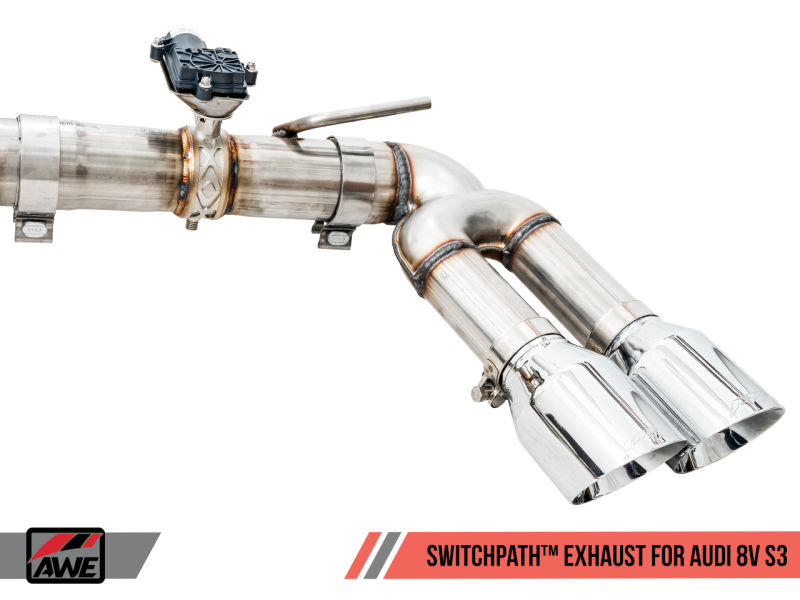 AWE Tuning SwitchPath Exhaust w/Chrome Silver Tips 102mm for Audi 8V S3 3025-42068