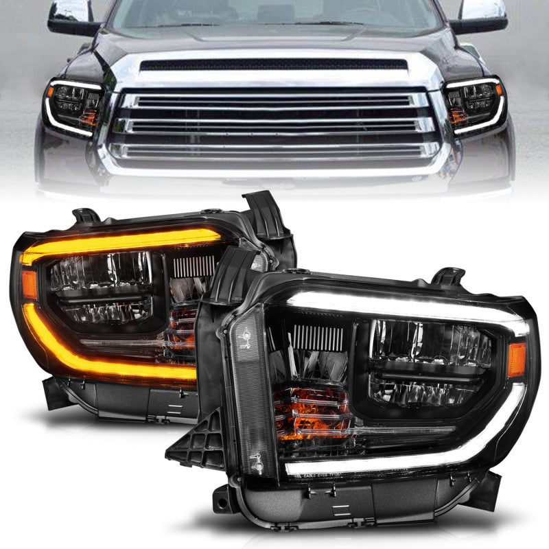 ANZO 2014-2021 Toyota Tundra LED Crystal Headlights w/ Switchback Black Housing w/ DRL