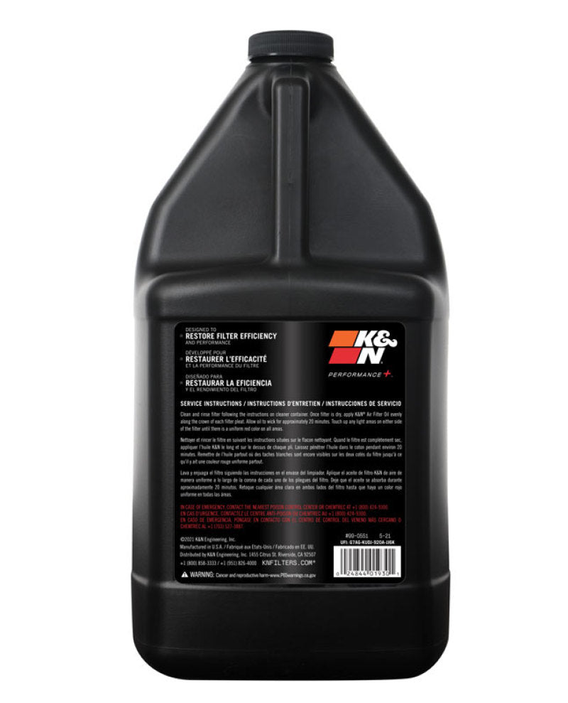 K&N Air Filter Oil, Filtercharger Oil - 1 Gallon 99-0551