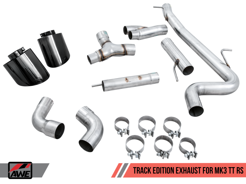 AWE Tuning Turbo Track Edition Exhaust Diamond Black RS-Style Tips for Audi TT RS 8S/RK3 3020-33062