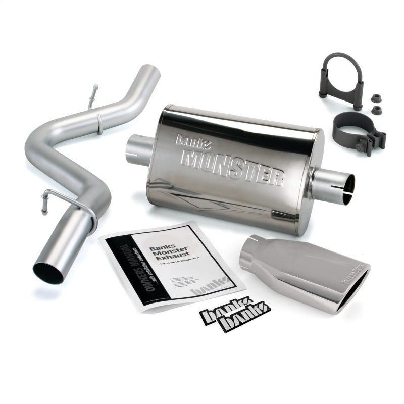 Banks Power Monster Exh Sys - SS Single Exh w/ Chrome Tip for 97-99 Jeep 2.5/4.0L Wrangler 51312
