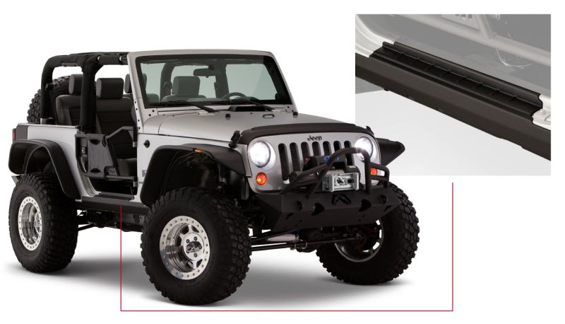 Bushwacker 07-18 Jeep Wrangler Trail Armor Rocker Panel and Sill Plate Cover - Black