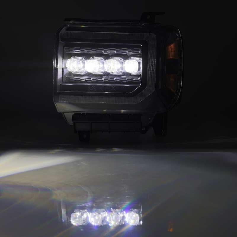 AlphaRex NOVA LED Projector Headlights Plank Style Black for 14-18 GMC Sierra 880617