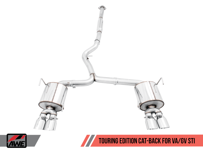 AWE Tuning Touring Edition Exhaust w/ Chrome Silver Quad Tips 102mm for Subaru Sedan 3015-42104