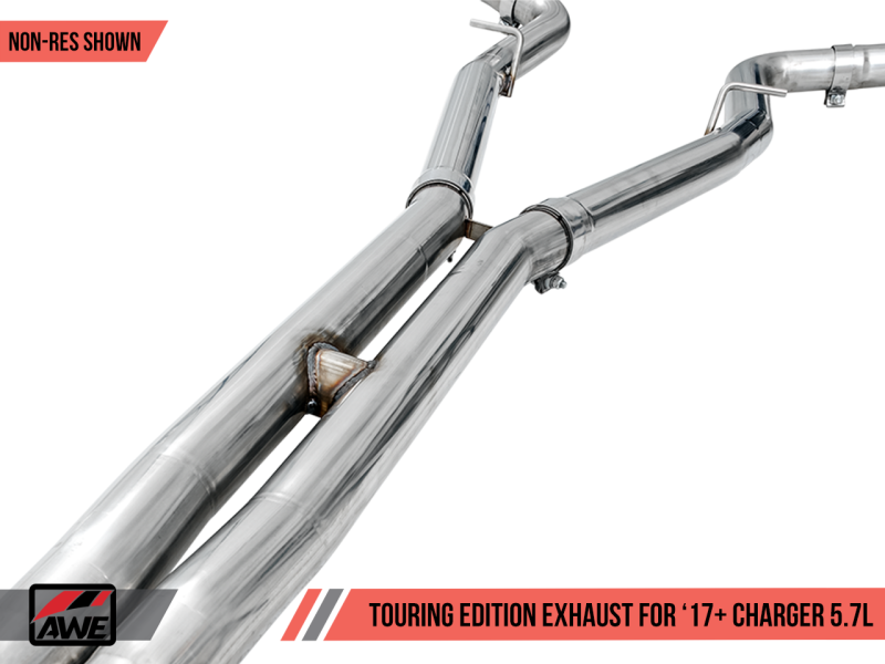 AWE Tuning Non-Resonated Touring Edition Exhaust Silver Tips for Dodge Charger 6.4L/6.2L SC 3020-32056