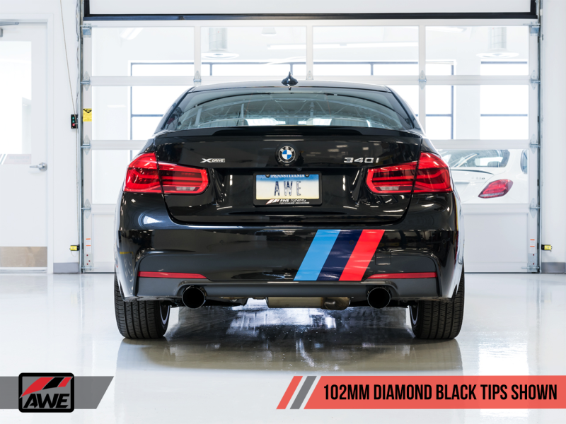 AWE Tuning Touring Edition Axle Back Exhaust for BMWF3X 340i/440i-102mmDiamond Black Tips 3010-33042