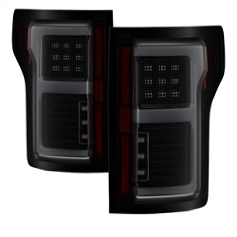 Spyder 15-17 Ford F-150 LED Tail Lights (w/Blind Spot) - Black Smoke (ALT-YD-FF15015BS-LBLED-BSM)