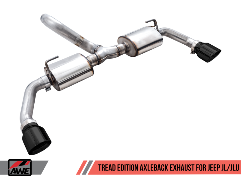 AWE Tuning Tread Edition Axleback Dual Exhaust w/Diamond Black Tips For 18+Jeep WranglerJL/JLU 3015-33001