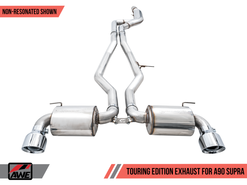 AWE Tuning Non-Resonated Touring Edition Exhaust 5" Chrome Silver Tips for Toyota Supra A90 3020-32058