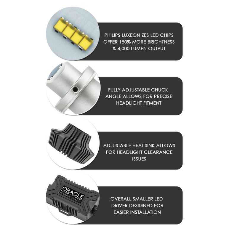 ORACLE Lighting H13 4000+ Lumen LED Headlight Bulbs Conversion Kit High/:ow Beam- 6000K 5236-001