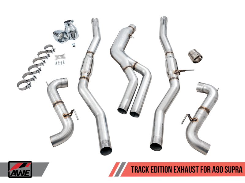 AWE Tuning Resonated Track Edition Exhaust w/5" Chrome Silver Tips For 2020Toyota Supra A90 3015-32116