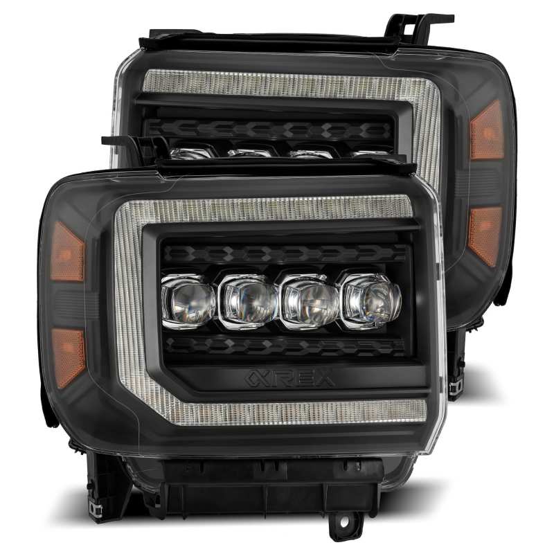 AlphaRex NOVA LED Projector Headlights Plank Style Black for 14-18 GMC Sierra 880617