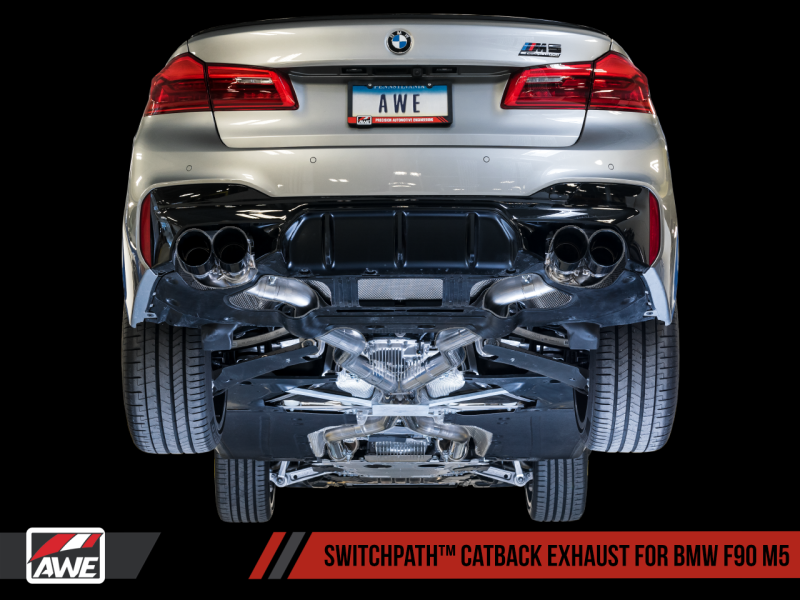 AWE Tuning SwitchPatch Cat-Back Exhaust- Black Diamond Tips for 18-19 BMW F90 M5 3025-43066