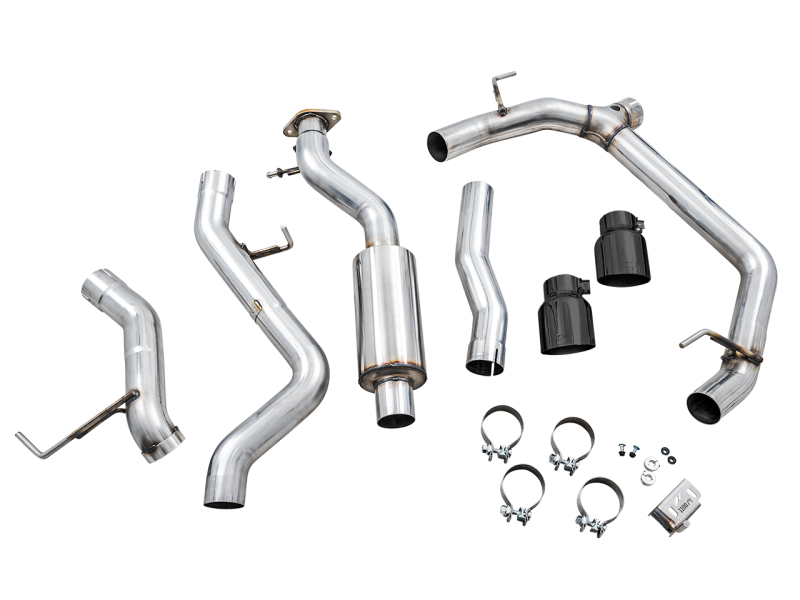 AWE Tuning 0FG Dual Rear Exit Exhaust w/Diamond Black Tips & Bash Guard for Ford Bronco 3015-33456