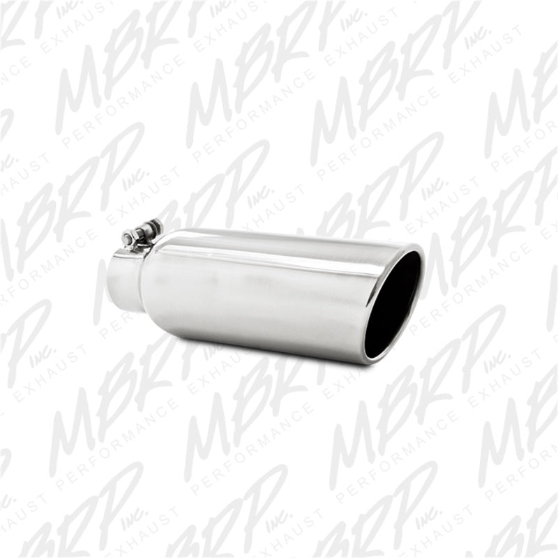 MBRP 4"OD 2.5" Inlet 12"Length Angled Cut Rolled End Clampless No-Weld T304 Universal Tip T5150