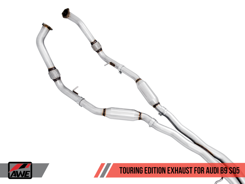 AWE Tuning Touring Edition No Tips Turn Downs Cat-Back Exhaust For Audi B9 SQ5 Resonated 3015-31016