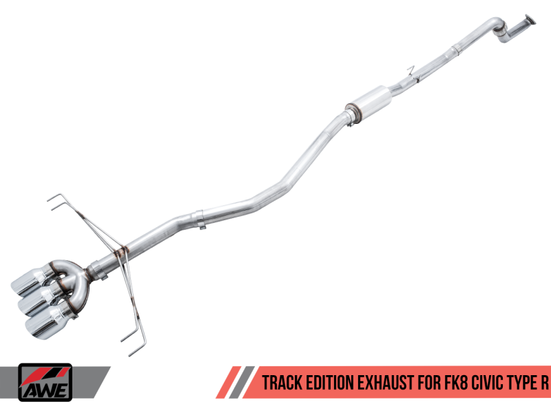 AWE Tuning Track Edition Exhaust w/Front Pipe & Triple Chrome Silver Tips for Honda Civic 3020-52000