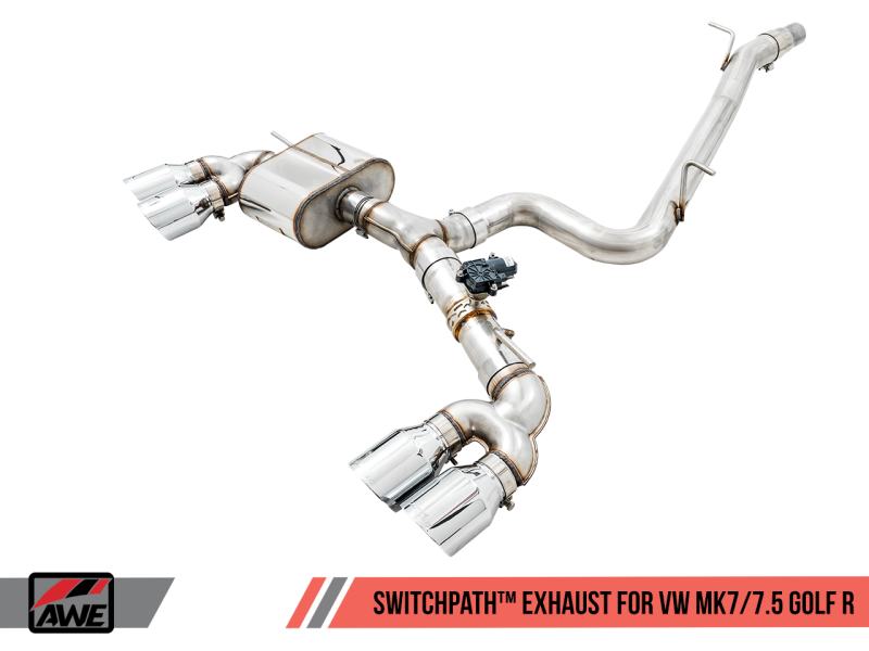 AWE Tuning SwitchPath Exhaust w/Chrome Silver Tips 102mm for Mk7 Golf R 3025-42064