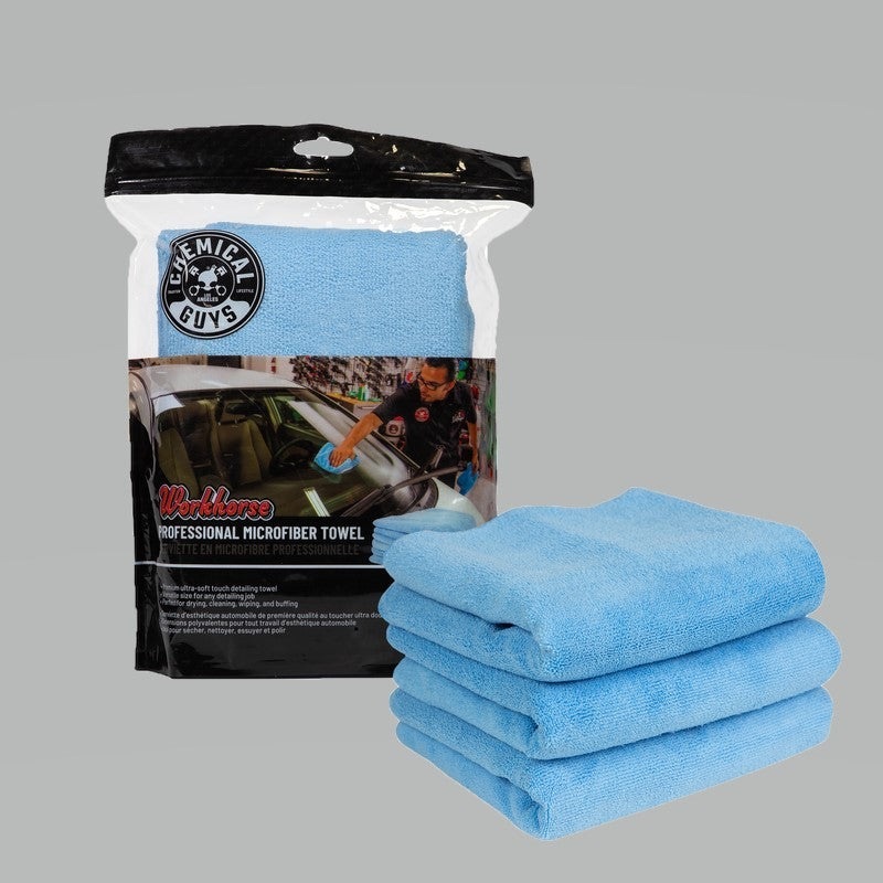 Chemical Guys Workhorse Professional Blue Microfiber Towel 16in x 16in (Set of 16 x 3-Pack) MICBLUE03