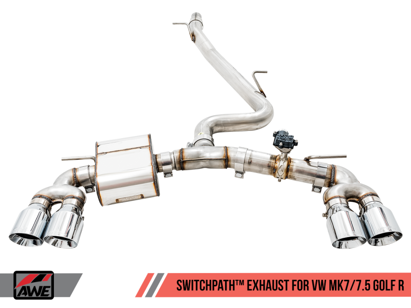 AWE Tuning SwitchPath Exhaust w/Chrome Silver Tips 102mm for Mk7 Golf R 3025-42064