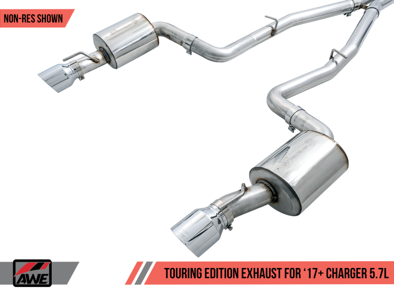 AWE Tuning Non-Resonated Touring Edition Exhaust Silver Tips for Dodge Charger 6.4L/6.2L SC 3020-32056