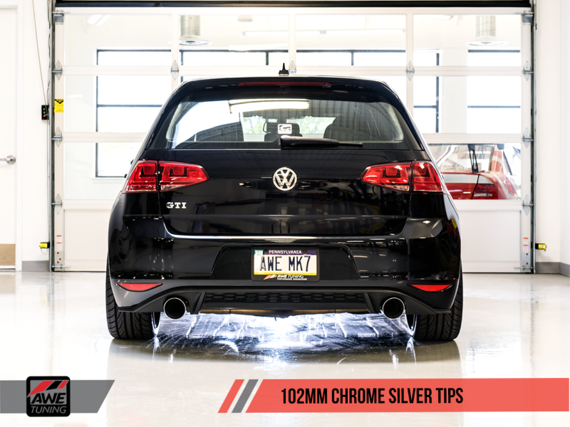 AWE Tuning Chrome Silver Tips Touring Edition Exhaust For VW MK7 GTI 3015-32046