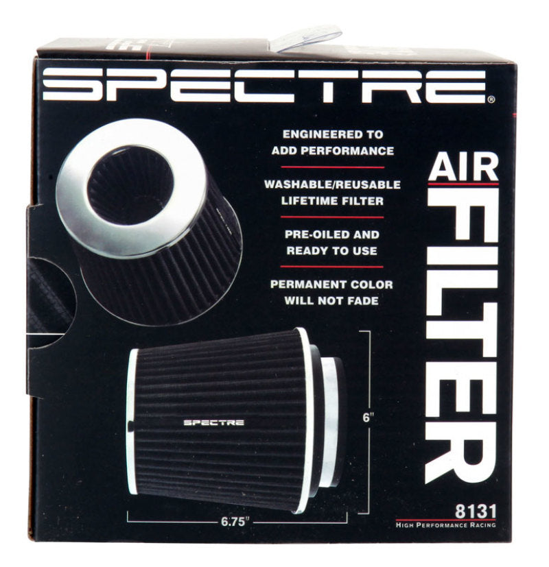 Spectre Adjustable Conical Air Filter 5-1/2in. Tall (Fits 3in. / 3-1/2in. / 4in. Tubes) - Black