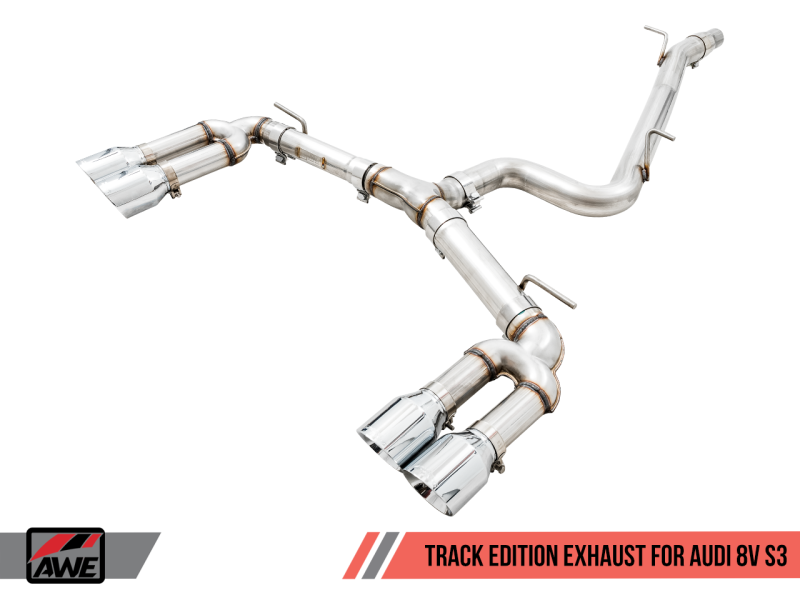 AWE Tuning Track Edition Exhaust w/Chrome Silver Tips 102mm for Audi 8V S3 3015-42142