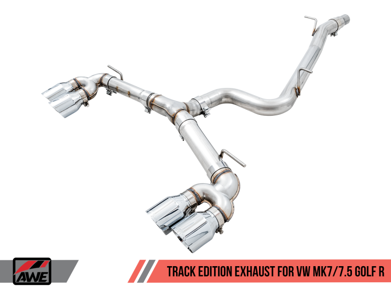 AWE Tuning Track Edition Exhaust for MK7.5 Golf R - Chrome Silver Tips, 102mm 3015-42140