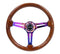 NRG Reinforced Steering Wheel (350mm / 3in. Deep) Brown Wood w/Blk Matte Spoke/Neochrome Center Mark