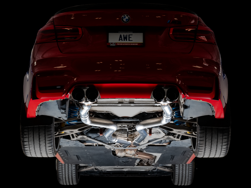 AWE Tuning Track Edition Catback Exhaust - Chrome Silver Tips for BMW F8X M3/M4 3020-42082