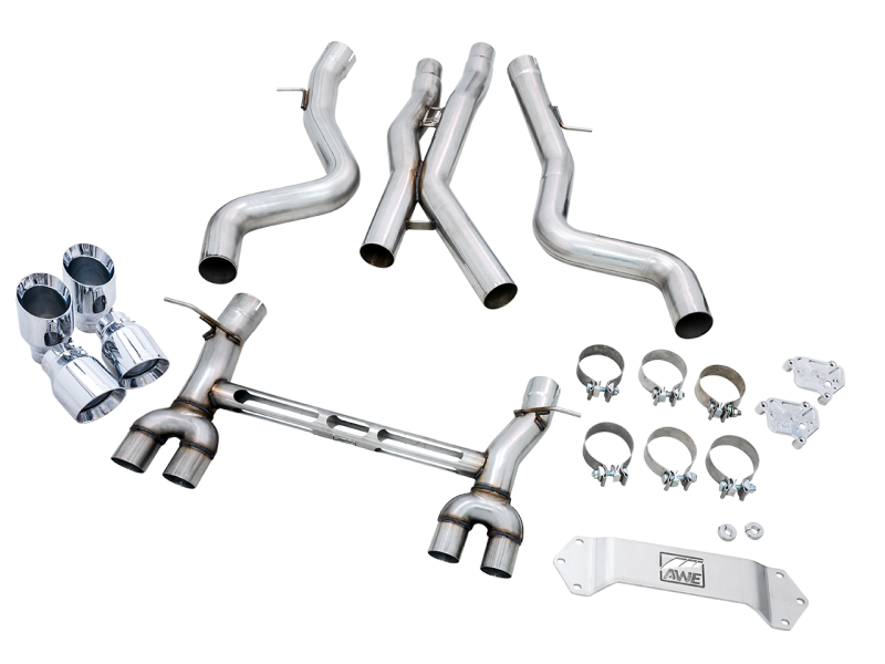 AWE Tuning Track Edition Catback Exhaust - Chrome Silver Tips for BMW F8X M3/M4 3020-42082