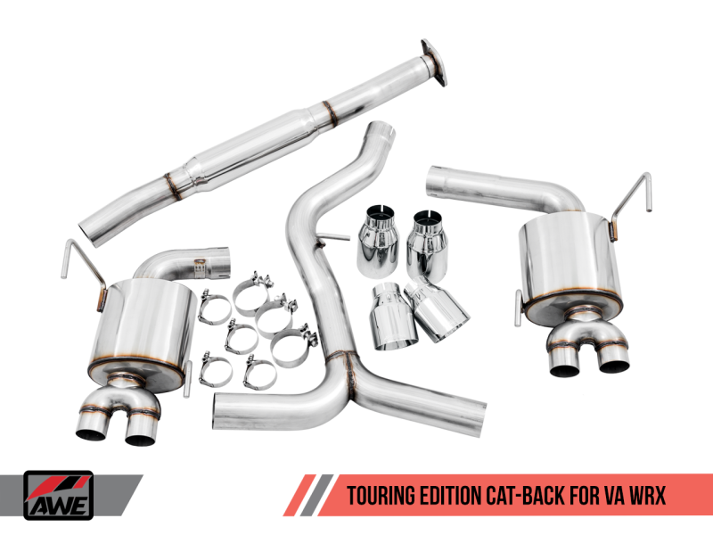 AWE Tuning Touring Edition Exhaust Chrome Silver Tips 102mm for 2015+ Subaru WRX VA Sedan 3015-42098