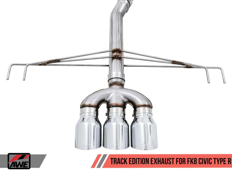 AWE Tuning Track Edition Exhaust w/Front Pipe & Triple Chrome Silver Tips for Honda Civic 3020-52000