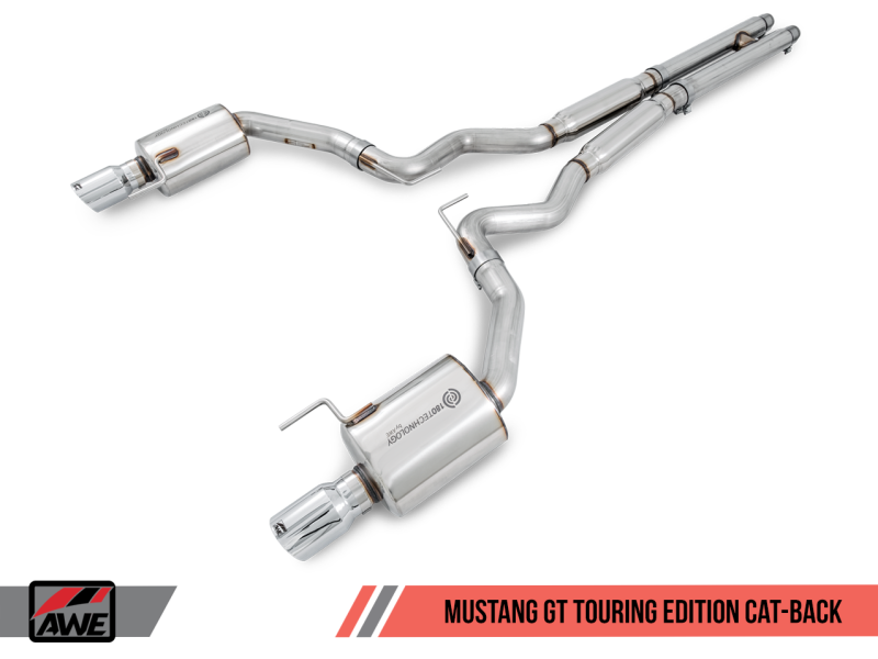 AWE Tuning Touring Edition Cat-back Exhaust for S550 Mustang GT - Dual Diamond Black Tips 3015-33084